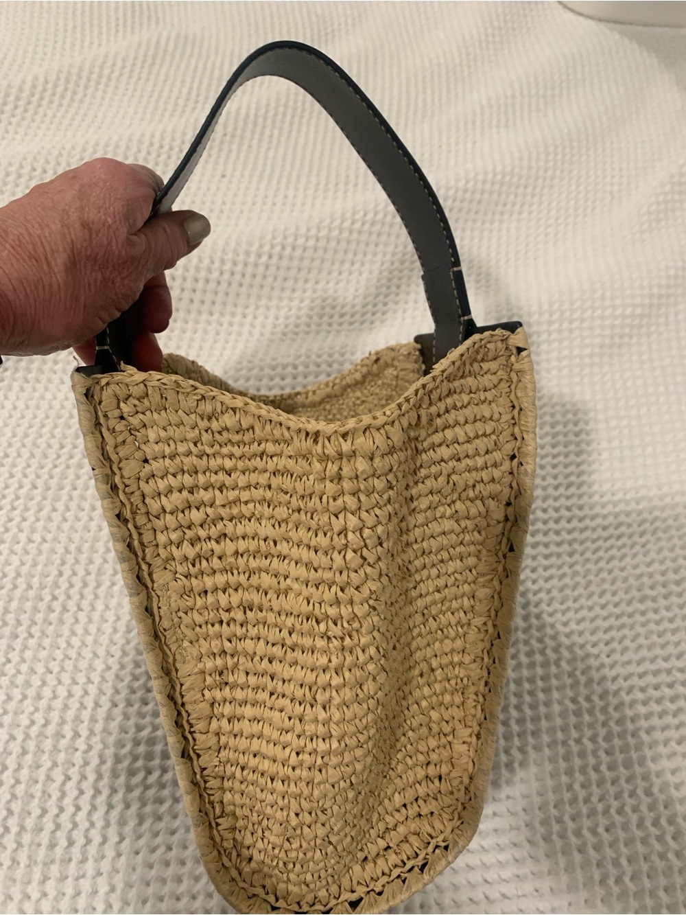 Cute J Crew black leather and straw purse - Picture 4 of 4